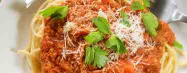 Рецепт спагетти болоньезе.