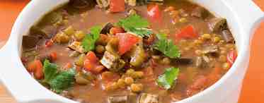 Суп с мясом: рецепт с баклажанами и ребрышками