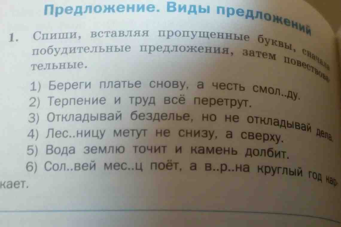 Повествовательное предложение в русском языке