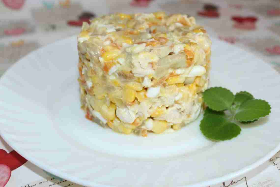 Рецепт салата с консервированными шампиньонами
